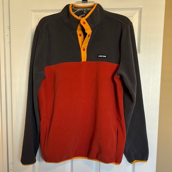 Lands' End men’s color block fleece pullover sweater size medium - Picture 1 of 8